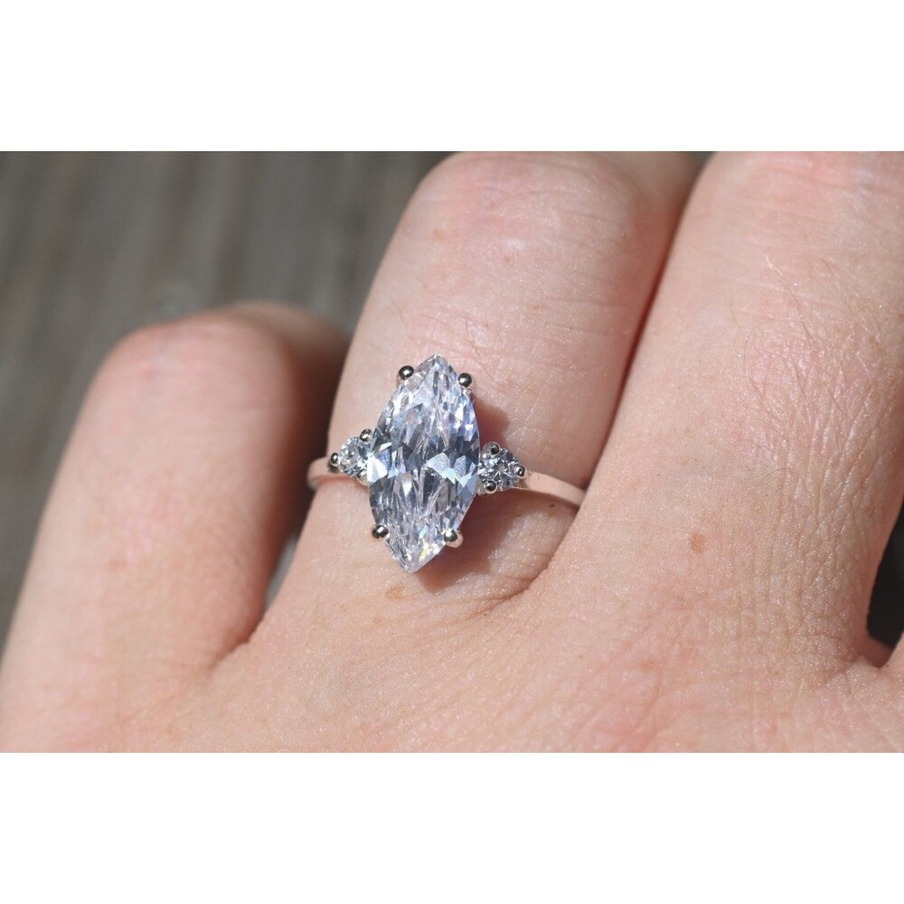 3.34 CT marquise cut engagement ring, brilliant solitaire ring, wedding ring, al